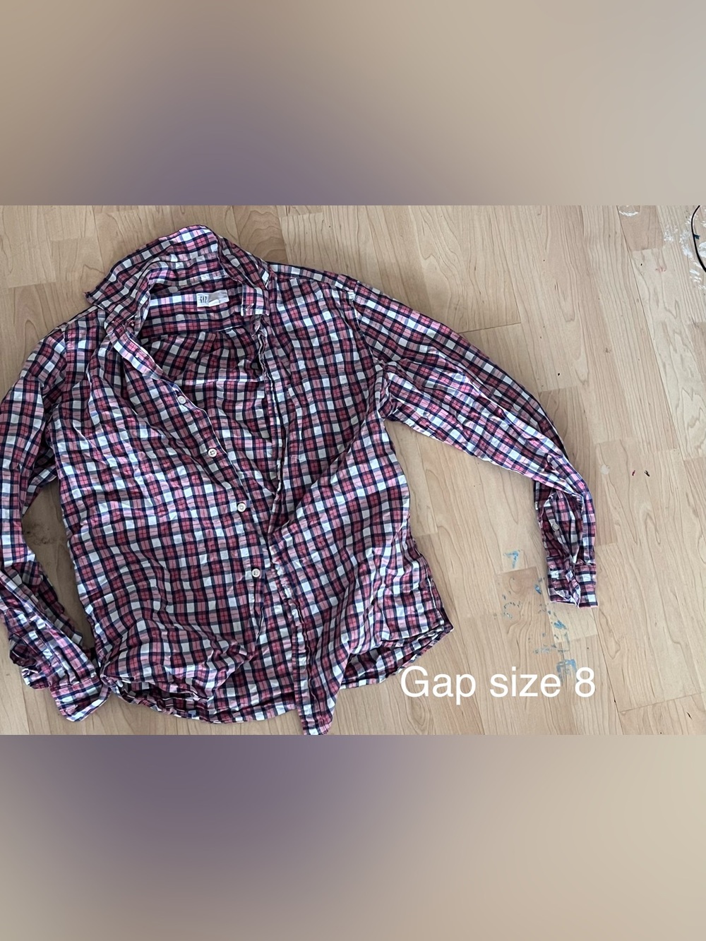 GAP Red, Navy & White Plaid Shirt